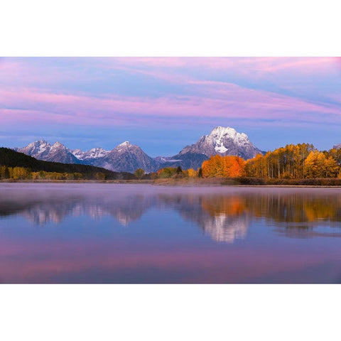Autumn view of Mount Moran and Snake River-Grand Teton National Park-Wyoming Black Modern Wood Framed Art Print by Jones, Adam