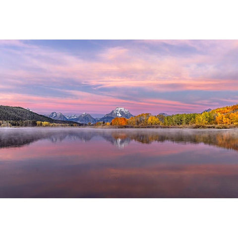 Autumn view of Mount Moran and Snake River-Grand Teton National Park-Wyoming Black Modern Wood Framed Art Print by Jones, Adam