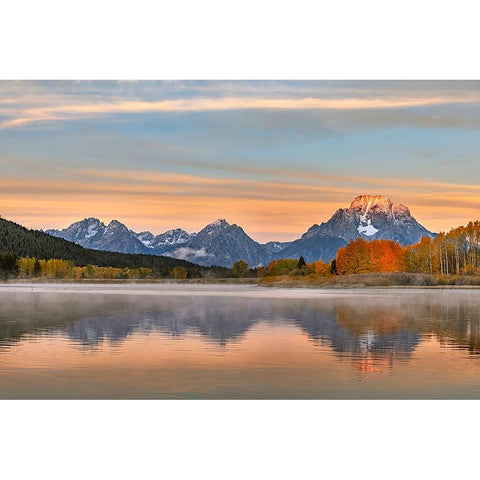 Autumn view of Mount Moran and Snake River-Grand Teton National Park-Wyoming Black Modern Wood Framed Art Print by Jones, Adam