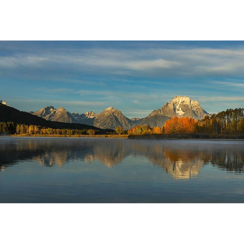 Autumn view of Mount Moran and Snake River-Grand Teton National Park-Wyoming Black Modern Wood Framed Art Print by Jones, Adam