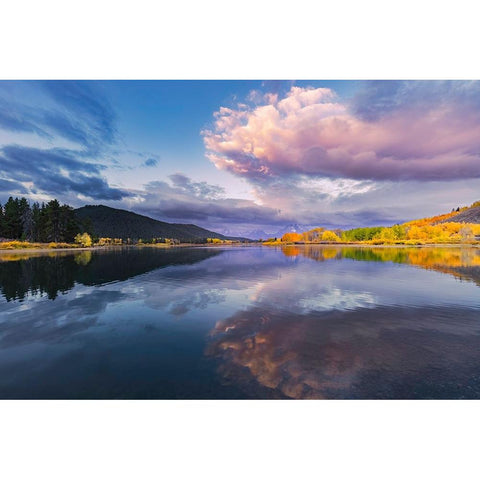 Sunrise on Teton Range-from Oxbow Bend-Grand Teton National Park-Wyoming Black Modern Wood Framed Art Print with Double Matting by Jones, Adam