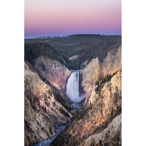 Lower Falls and colorful canyon walls of hydrothermally altered rhyolite Black Modern Wood Framed Art Print by Jones, Adam