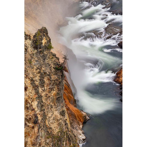 Turbulent water below Lower Falls-Grand Canyon of the Yellowstone-Yellowstone National Park-Wyoming Black Modern Wood Framed Art Print by Jones, Adam