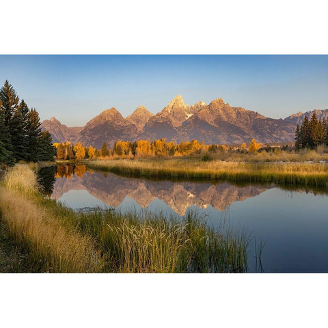 Teton Range from Schwabacher Landing-Grand Teton National Park-Wyoming Black Modern Wood Framed Art Print by Jones, Adam