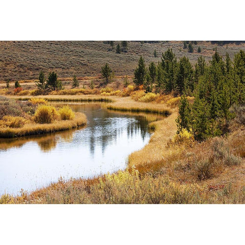 Autumn view of Gardiner River-Yellowstone National Park-Wyoming Black Modern Wood Framed Art Print by Jones, Adam