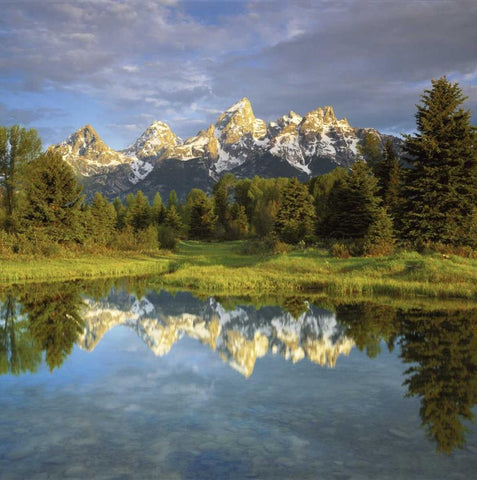 WY, Grand Tetons reflecting in the Snake River Black Ornate Wood Framed Art Print with Double Matting by Talbot Frank, Christopher