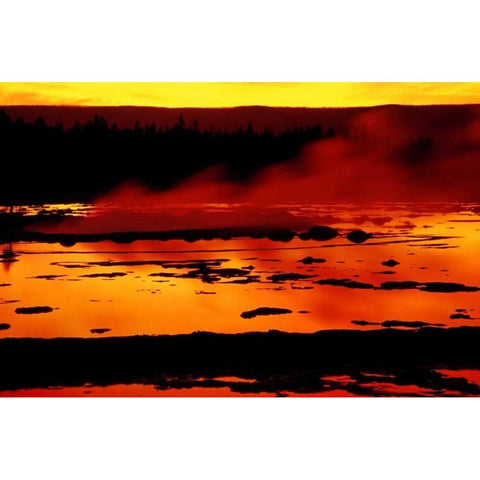 WY, Yellowstone Vapor flows from Grand Geyser Gold Ornate Wood Framed Art Print with Double Matting by Ross, Nancy ,  Steve
