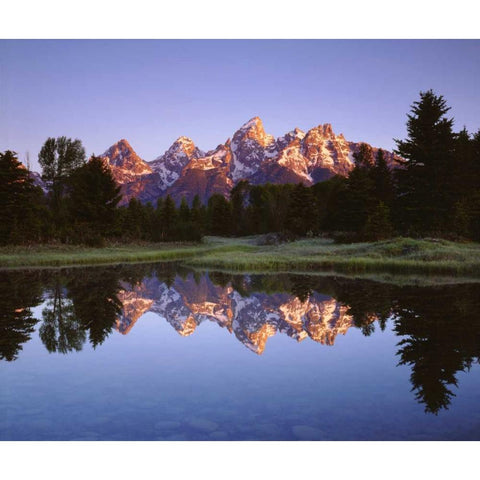 Wyoming Grand Tetons reflect in the Snake River White Modern Wood Framed Art Print by Talbot Frank, Christopher