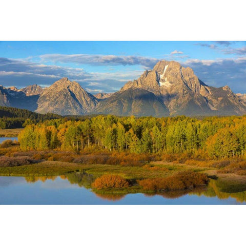 Wyoming, Grand Teton NP Sunrise on Snake River Black Modern Wood Framed Art Print with Double Matting by Paulson, Don