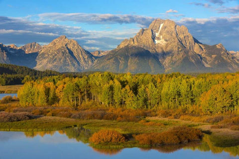 Wyoming, Grand Teton NP Sunrise on Snake River Black Ornate Wood Framed Art Print with Double Matting by Paulson, Don