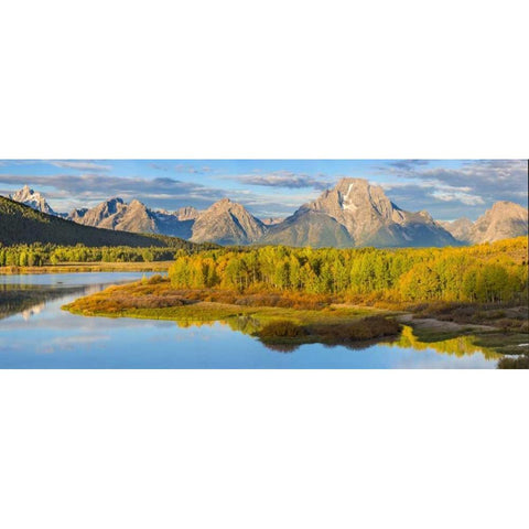 WY, Grand Tetons Sunrise on Snake River Black Modern Wood Framed Art Print with Double Matting by Paulson, Don