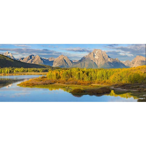 WY, Grand Tetons Sunrise on Snake River White Modern Wood Framed Art Print by Paulson, Don