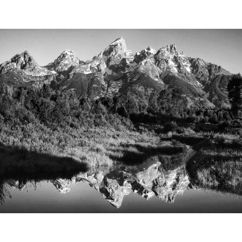 USA, Wyoming, Grand Teton NP Mountain sunrise Black Modern Wood Framed Art Print with Double Matting by Flaherty, Dennis