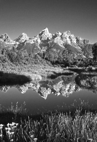 USA, Wyoming, Grand Teton NP Mountain sunrise White Modern Wood Framed Art Print with Double Matting by Flaherty, Dennis