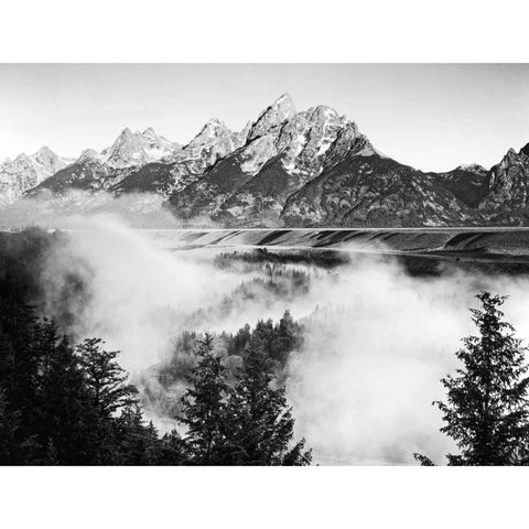 USA, Wyoming, Grand Teton NP Mountain sunrise White Modern Wood Framed Art Print by Flaherty, Dennis