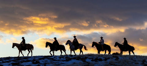 USA- Shell- Wyoming. Hideout Ranch cowboys and cowgirls Black Ornate Wood Framed Art Print with Double Matting by Gulin, Darrell