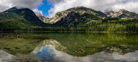 Panoramic reflection in Bradley Lake-Grand Teton National Park-Wyoming Black Ornate Wood Framed Art Print with Double Matting by Garber, Howie