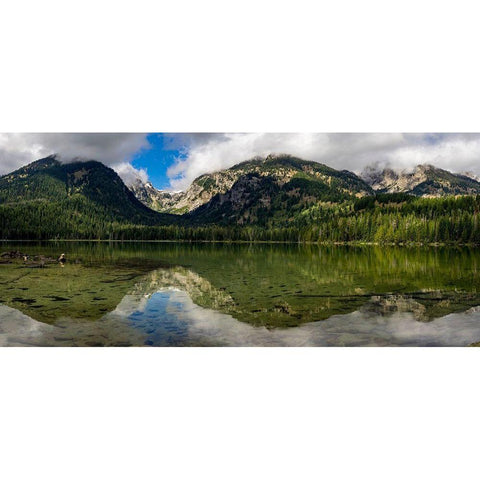 Panoramic reflection in Bradley Lake-Grand Teton National Park-Wyoming Gold Ornate Wood Framed Art Print with Double Matting by Garber, Howie