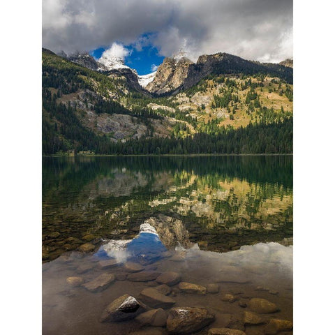 Landscape with reflection of Teton Mountains in Bradley Lake-Grand Teton National Park-Wyoming Gold Ornate Wood Framed Art Print with Double Matting by Garber, Howie