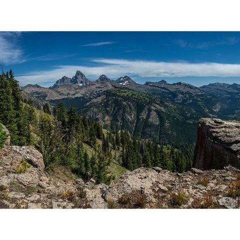 USA-Wyoming-View of Grand Teton and National Park from west-Jedediah Smith Wilderness Black Modern Wood Framed Art Print by Garber, Howie