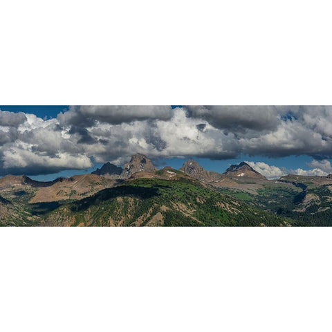 USA-Wyoming-Panoramic of Grand Teton and Teton Range from west side Black Modern Wood Framed Art Print by Garber, Howie