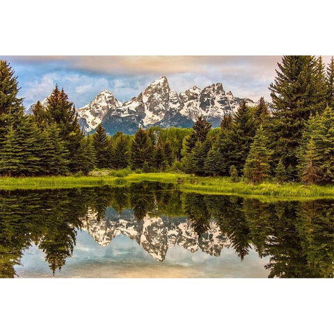 Schwabacher Landing-Tetons-Wyoming Black Modern Wood Framed Art Print by Ford, John