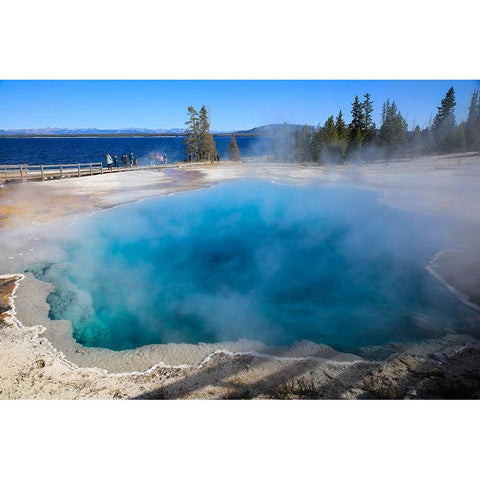 Yellowstone National Park-West Thumb Geysers-Lake Yellowstone Gold Ornate Wood Framed Art Print with Double Matting by Sienda, Jolly