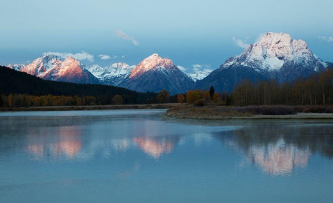 Oxbow Bend-Autumn Sunrise White Modern Wood Framed Art Print with Double Matting by Archer, Ken