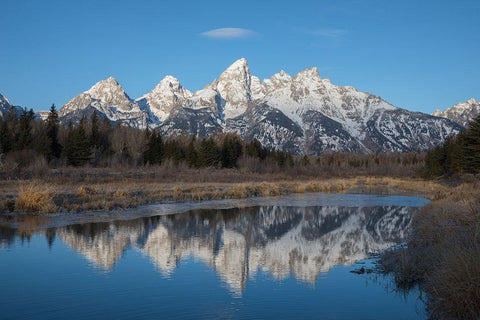 Grand Tetons-late autumn White Modern Wood Framed Art Print with Double Matting by Archer, Ken