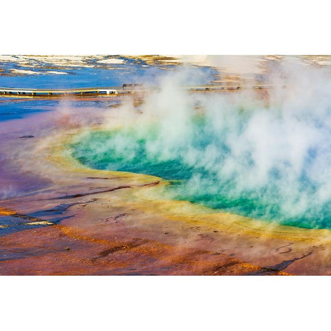 Grand Prismatic Spring-Yellowstone National Park-Wyoming-USA White Modern Wood Framed Art Print by Bishop, Russ