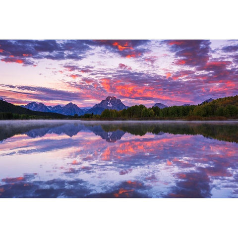 Dawn light over the Tetons from Oxbow Bend-Grand Teton National Park-Wyoming-USA Black Modern Wood Framed Art Print by Bishop, Russ