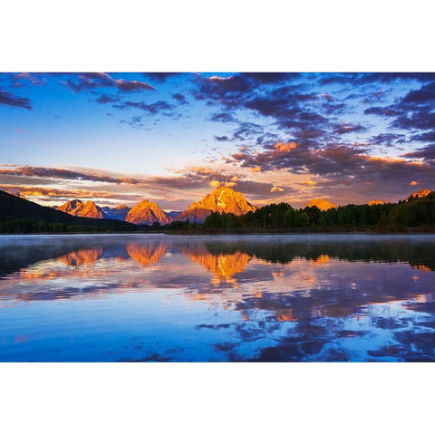 Dawn light over the Tetons from Oxbow Bend-Grand Teton National Park-Wyoming-USA Black Modern Wood Framed Art Print by Bishop, Russ