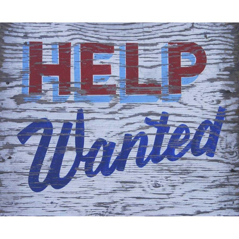 Weathered help-wanted sign Gold Ornate Wood Framed Art Print with Double Matting by Terrill, Steve