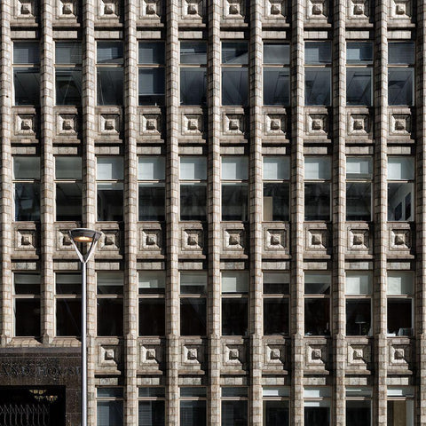 Streetlamp White Modern Wood Framed Art Print with Double Matting by Pfeiffer, Peter