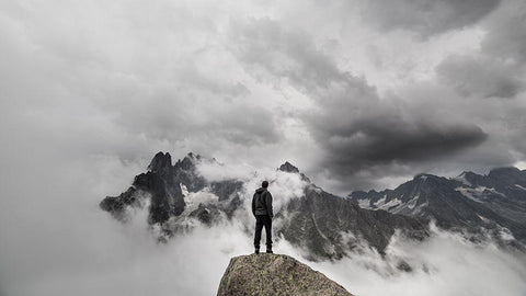 In The Clouds White Modern Wood Framed Art Print with Double Matting by Michal