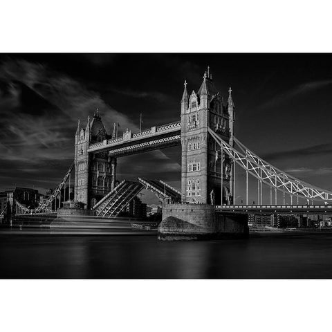 Bridge Black Modern Wood Framed Art Print with Double Matting by Tjandra, C.S.