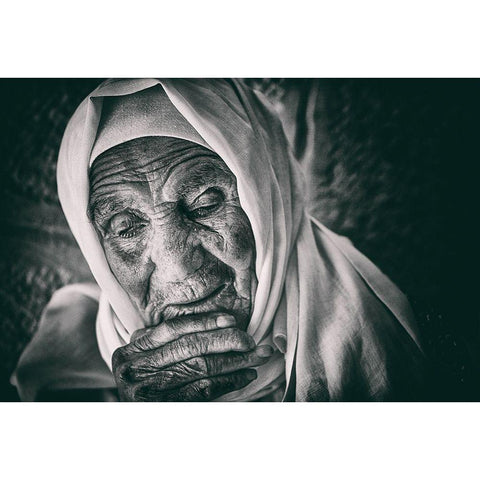 Worried White Modern Wood Framed Art Print by Al Adwan, Rami