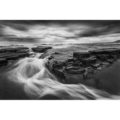 Dance Of Water Black Modern Wood Framed Art Print with Double Matting by Zhu, Jingshu