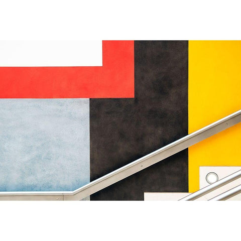 Colour Block Black Modern Wood Framed Art Print with Double Matting by Wride, Linda