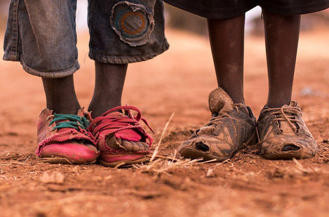 Can You Wear My Shoes? Black Ornate Wood Framed Art Print with Double Matting by Miron, Stefan