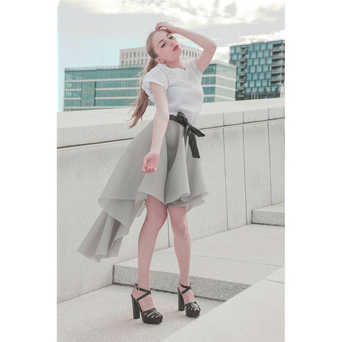 Rooftop Fashion Mood. White Modern Wood Framed Art Print by Kristiano