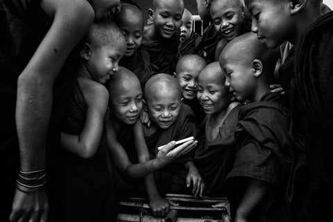 Happy Faces Black Ornate Wood Framed Art Print with Double Matting by Song, Gunarto