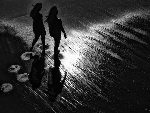 Impronte White Modern Wood Framed Art Print with Double Matting by Della Latta, Massimo