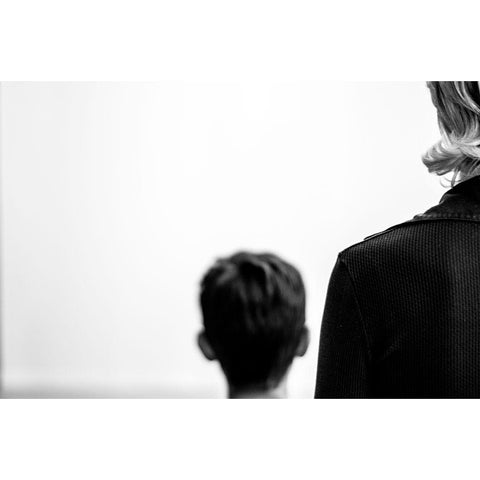 Mother And Son. Black Modern Wood Framed Art Print with Double Matting by Petrone, Flavio