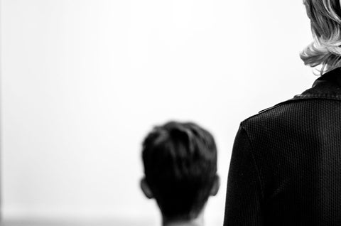 Mother And Son. Black Ornate Wood Framed Art Print with Double Matting by Petrone, Flavio