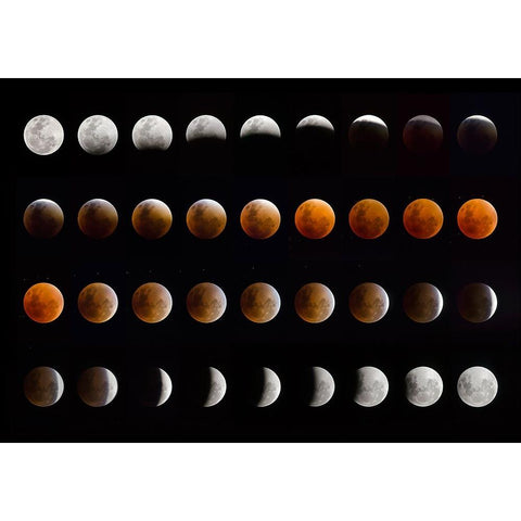 Lunar Eclipse White Modern Wood Framed Art Print by Peinado, Chechi