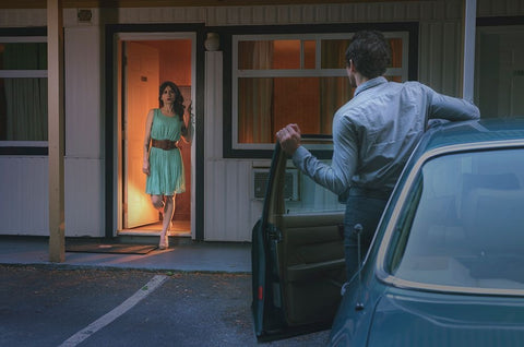 On The Road 7 White Modern Wood Framed Art Print with Double Matting by Tong, Fang