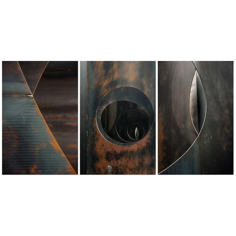 Triptich Black Modern Wood Framed Art Print by Ghesquiere, Hilde