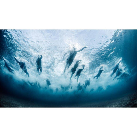 Swim Black Modern Wood Framed Art Print by Lopresti, Davide