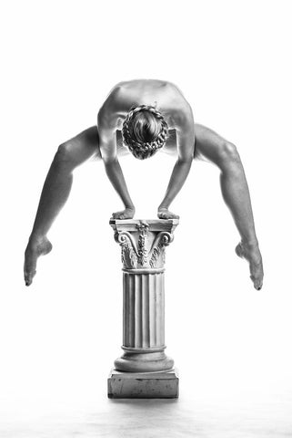 Balance Or Power White Modern Wood Framed Art Print with Double Matting by Scholtheis, Maarten